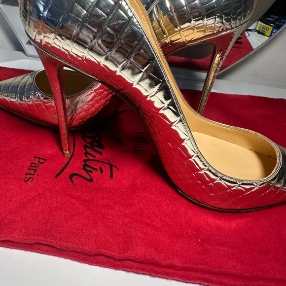 Christian Louboutin Silver Stiletto Heels - Picture 4 of 7